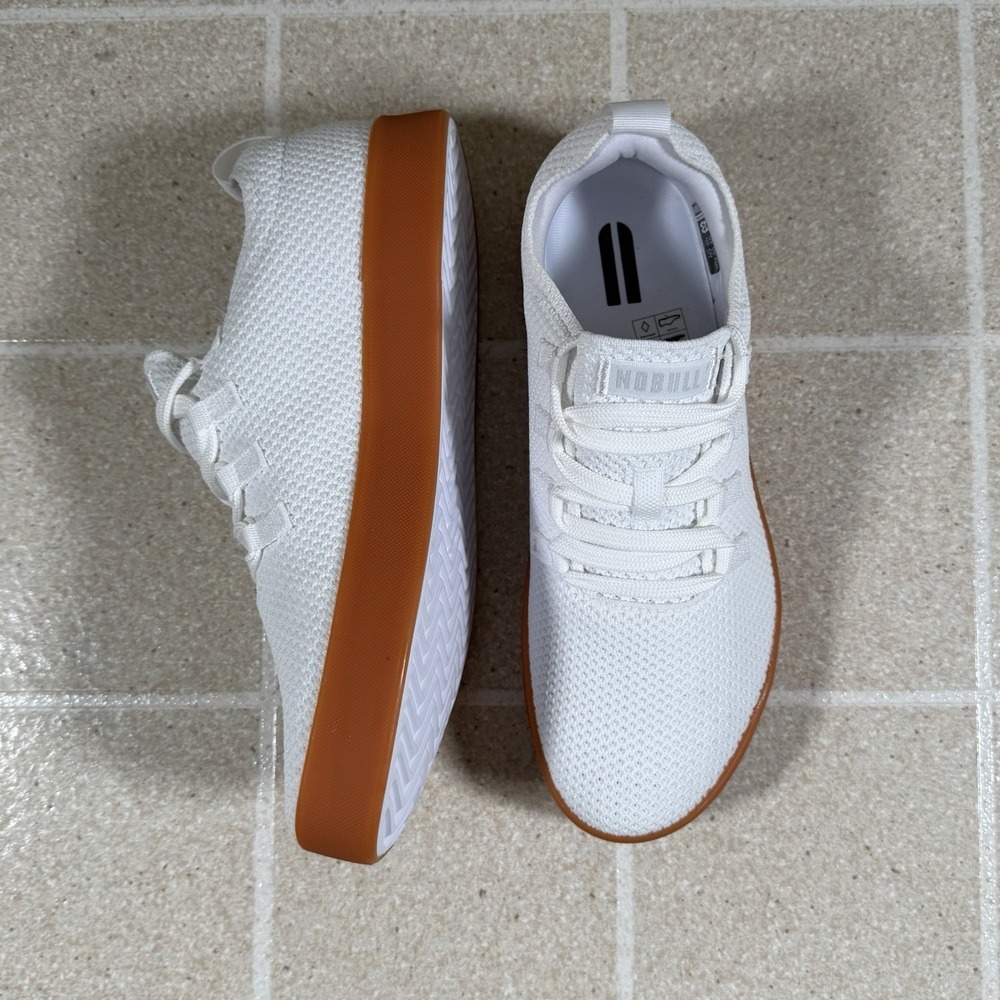 Size 9.5- NOBULL White Knit Trainer Gum Sole - Picture 4 of 8